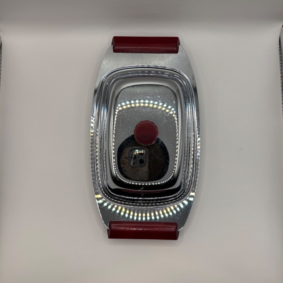 MCM Glo-Hill Gourmates Canada Chrome and Cherry Red Bakelite Butter Dish - Picture 4 of 8